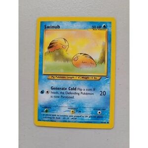 Pokemon Trading Card - Swinub with Blue and Yellow Border